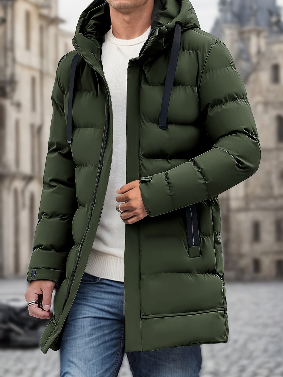 Men’s Hooded Long Puffer Winter Jacket