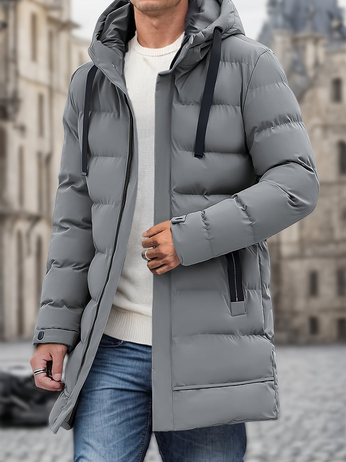 Men’s Hooded Long Puffer Winter Jacket