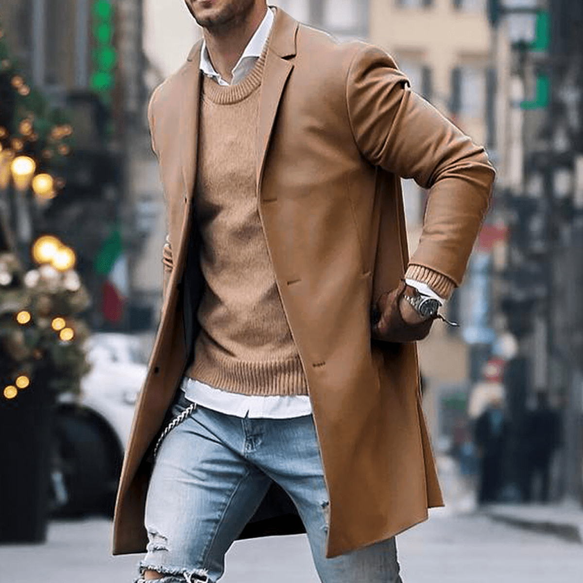 John | Men’s Classic Long Street Style Coat