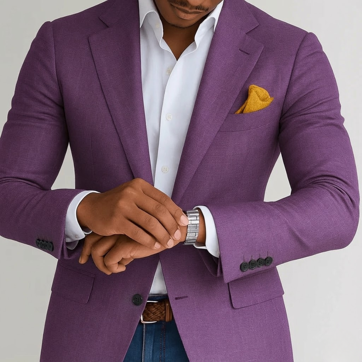 Bradley | Men's Slim Tailored Blue Check Blazer with Notched Lapels