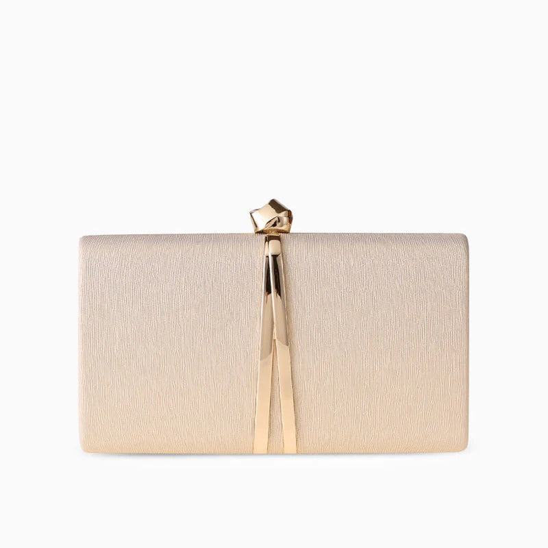 Vivian | Women's Structured Metallic Accent Clutch with Removable Chain Strap