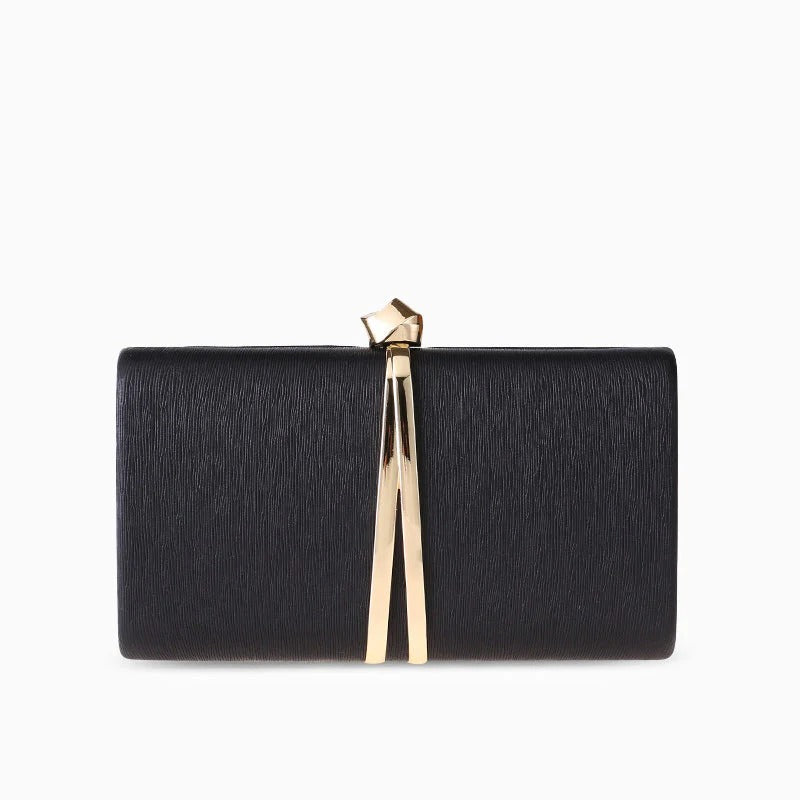 Vivian | Women's Structured Metallic Accent Clutch with Removable Chain Strap