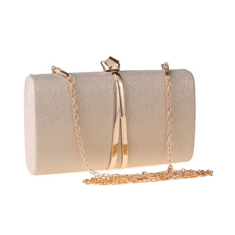 Vivian | Women's Structured Metallic Accent Clutch with Removable Chain Strap