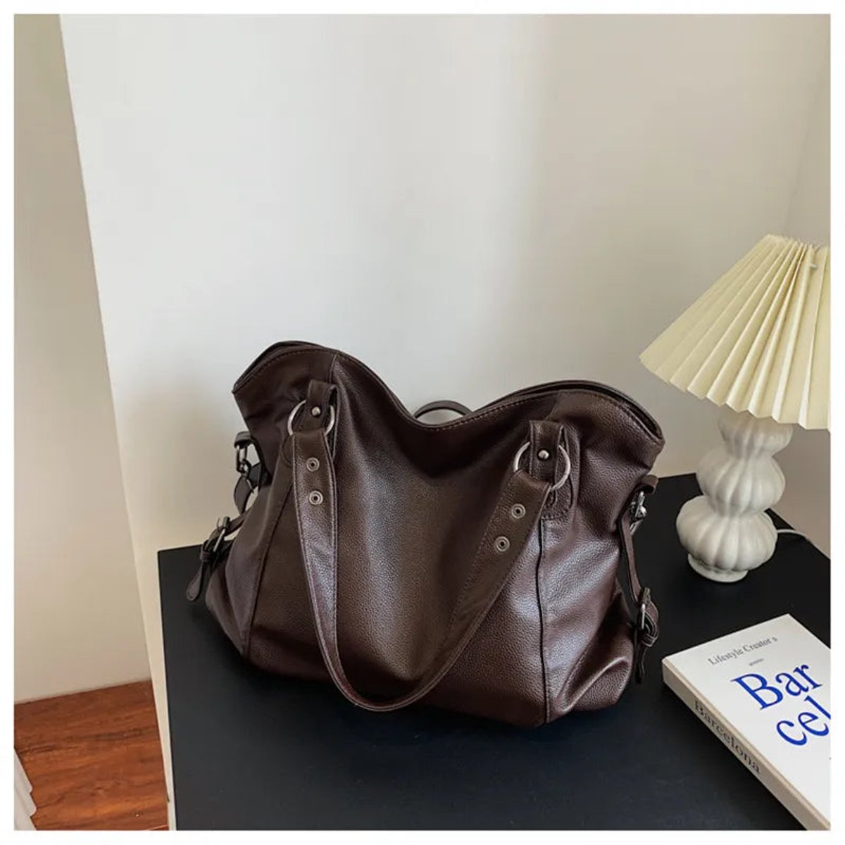 Harper | Women's Large Studded Faux Leather Hobo Tote with Crossbody Strap