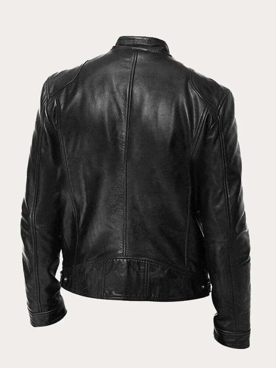 Sebastian | Men's Classic Slim-Fit Stand-Collar Biker Leather Jacket