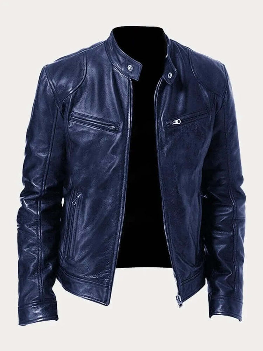 Sebastian | Men's Classic Slim-Fit Stand-Collar Biker Leather Jacket