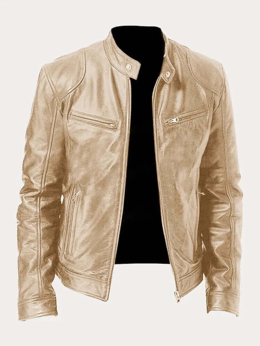 Sebastian | Men's Classic Slim-Fit Stand-Collar Biker Leather Jacket