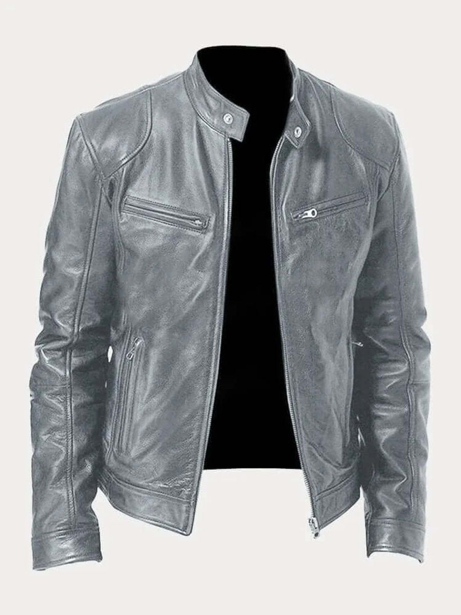 Sebastian | Men's Classic Slim-Fit Stand-Collar Biker Leather Jacket