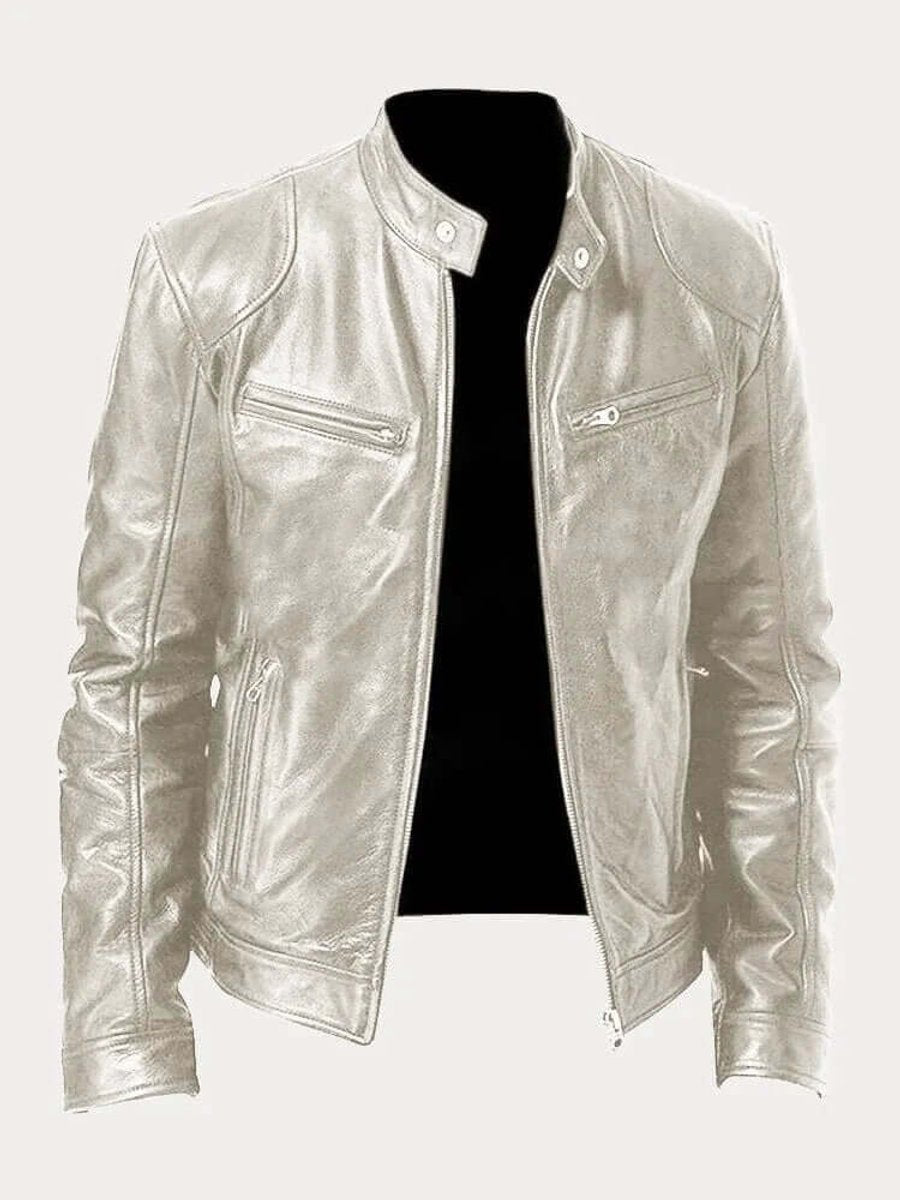 Sebastian | Men's Classic Slim-Fit Stand-Collar Biker Leather Jacket