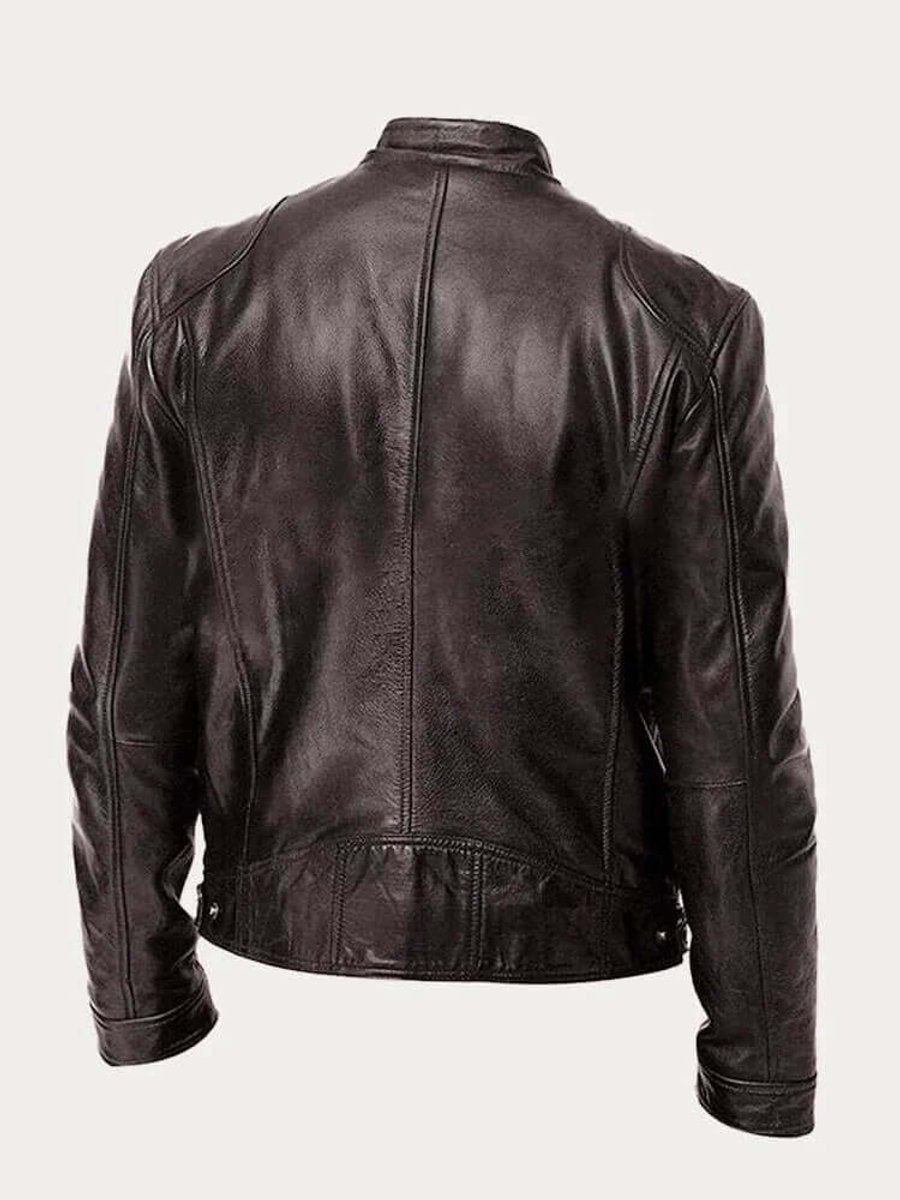 Sebastian | Men's Classic Slim-Fit Stand-Collar Biker Leather Jacket