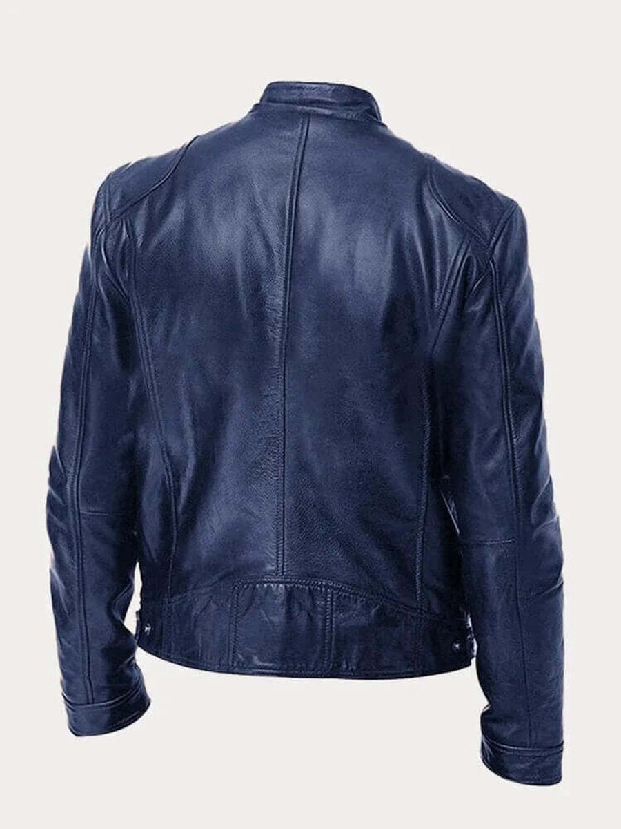 Sebastian | Men's Classic Slim-Fit Stand-Collar Biker Leather Jacket
