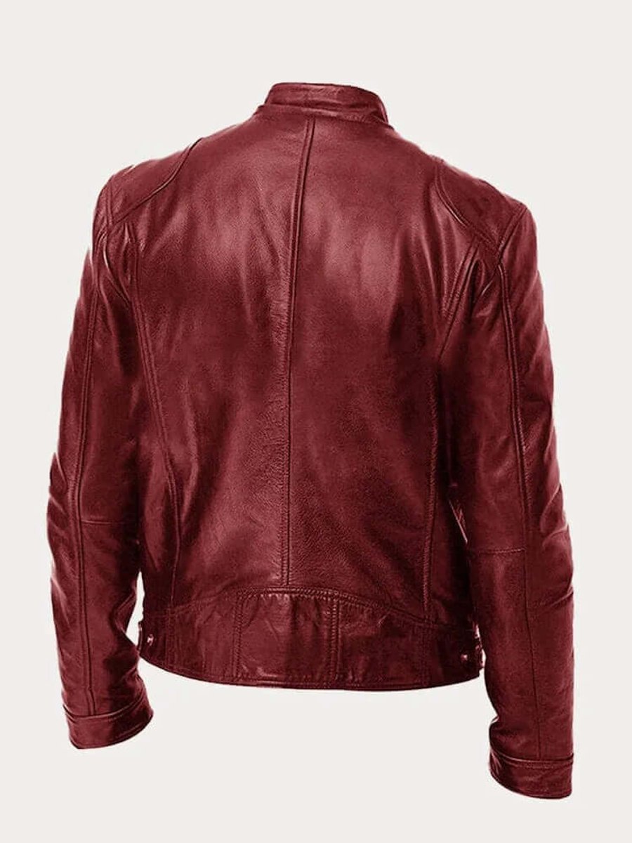 Sebastian | Men's Classic Slim-Fit Stand-Collar Biker Leather Jacket