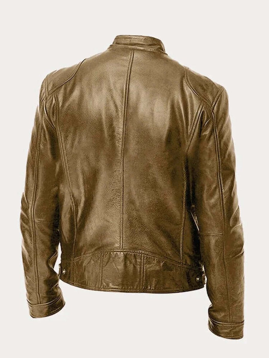 Sebastian | Men's Classic Slim-Fit Stand-Collar Biker Leather Jacket