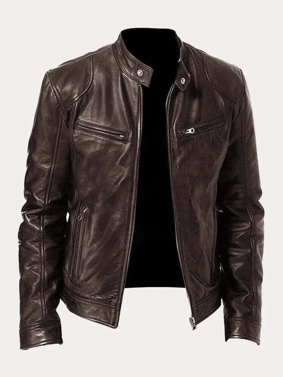 Sebastian | Men's Classic Slim-Fit Stand-Collar Biker Leather Jacket