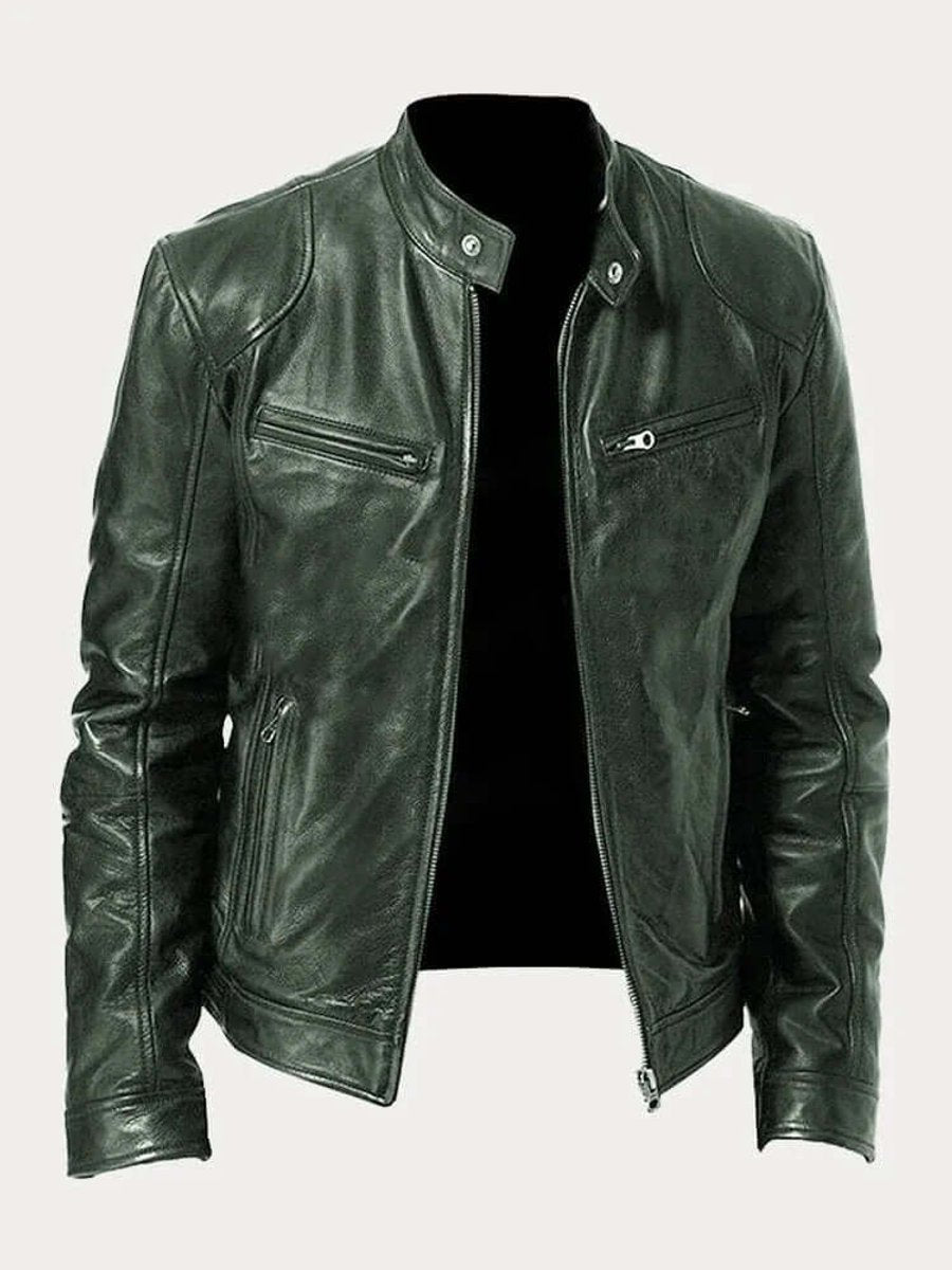 Sebastian | Men's Classic Slim-Fit Stand-Collar Biker Leather Jacket