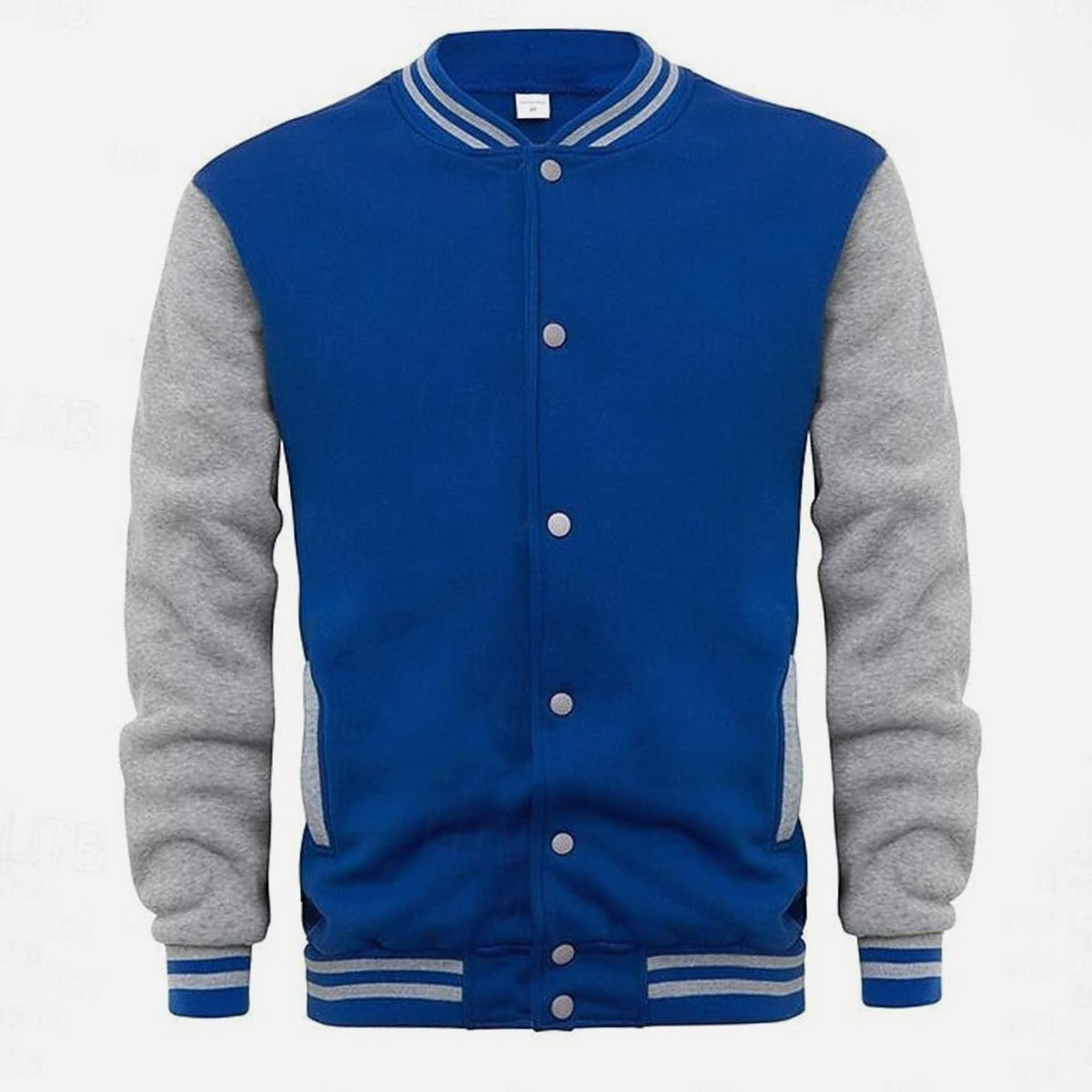 Caleb | Men's Classic Varsity Bomber Jacket Ribbed Snap-Button
