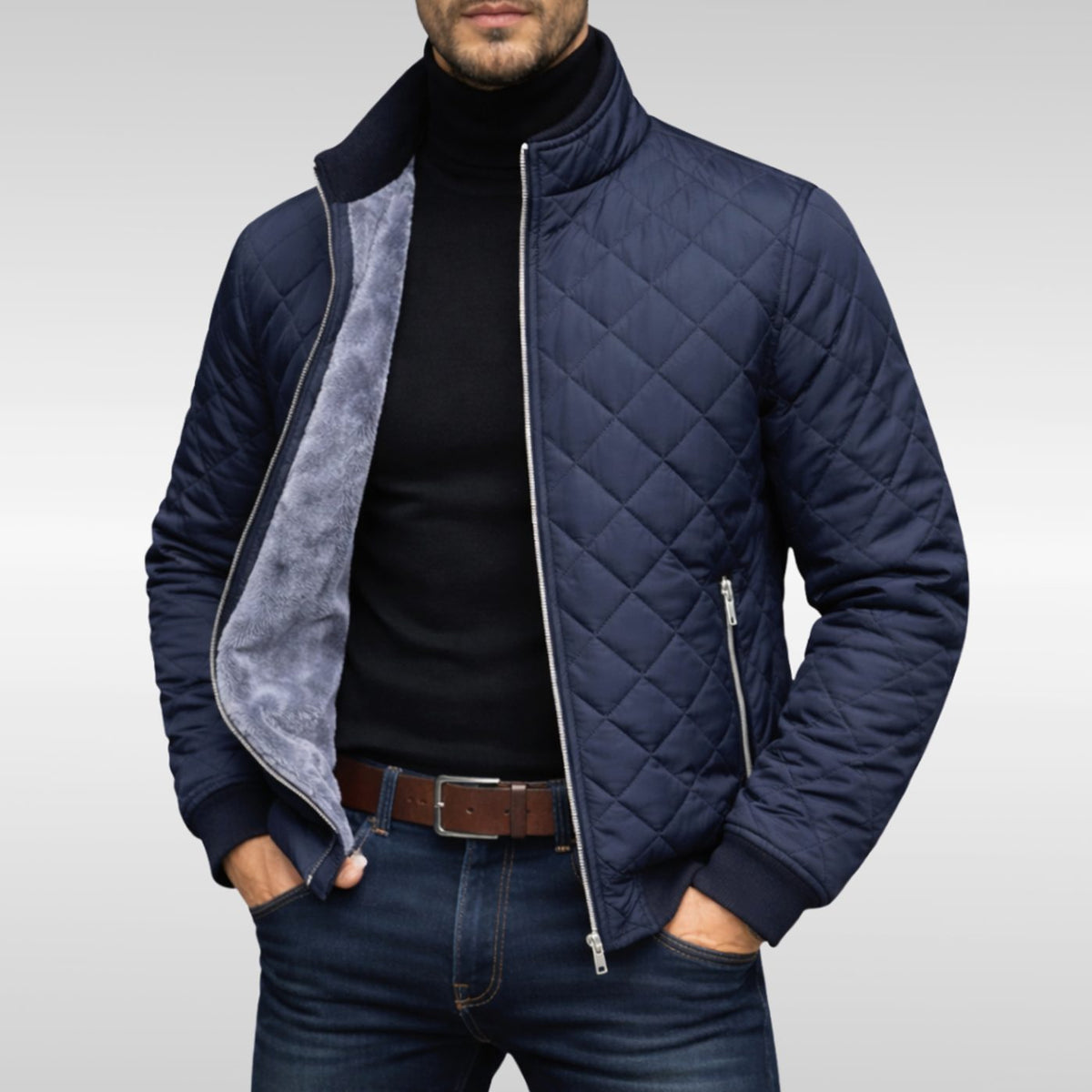 Mason | Men's Diamond-Quilted Fleece-Lined Full-Zip Winter Jacket