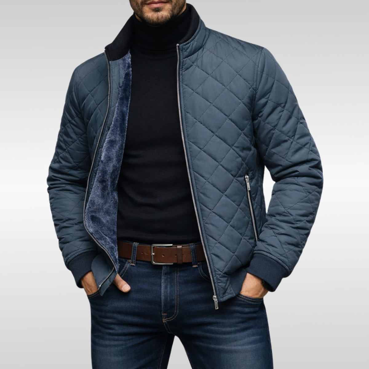 Mason | Men's Diamond-Quilted Fleece-Lined Full-Zip Winter Jacket