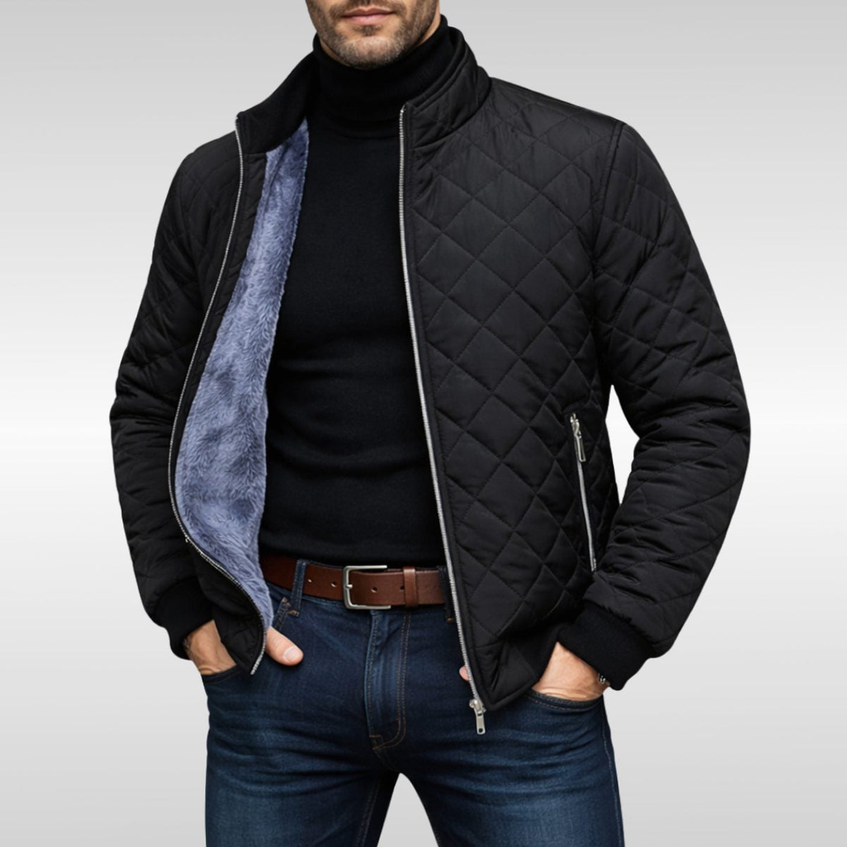 Mason | Men's Diamond-Quilted Fleece-Lined Full-Zip Winter Jacket