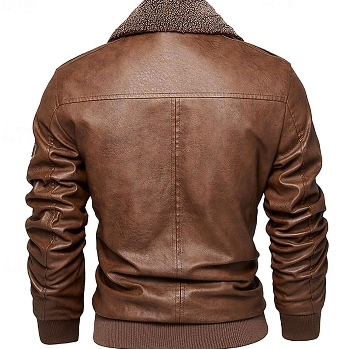 Ryan | Men's Faux Leather Aviator Bomber Jacket Sherpa Collar
