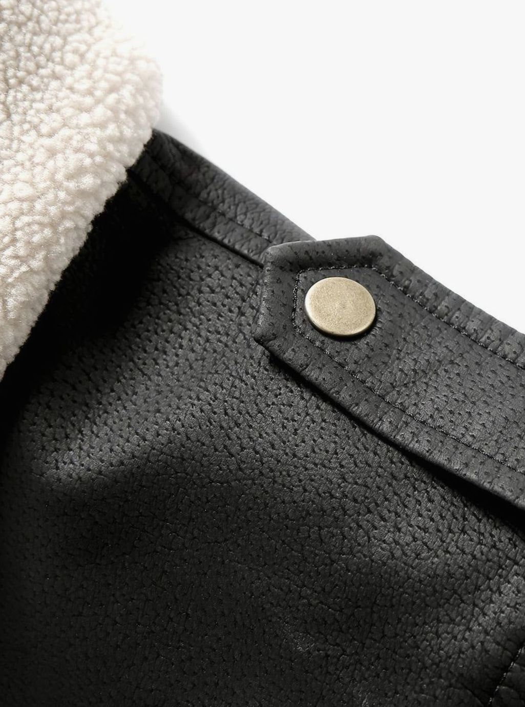 Owen | Men's Faux Leather Aviator Bomber Jacket Sherpa Collar, Black
