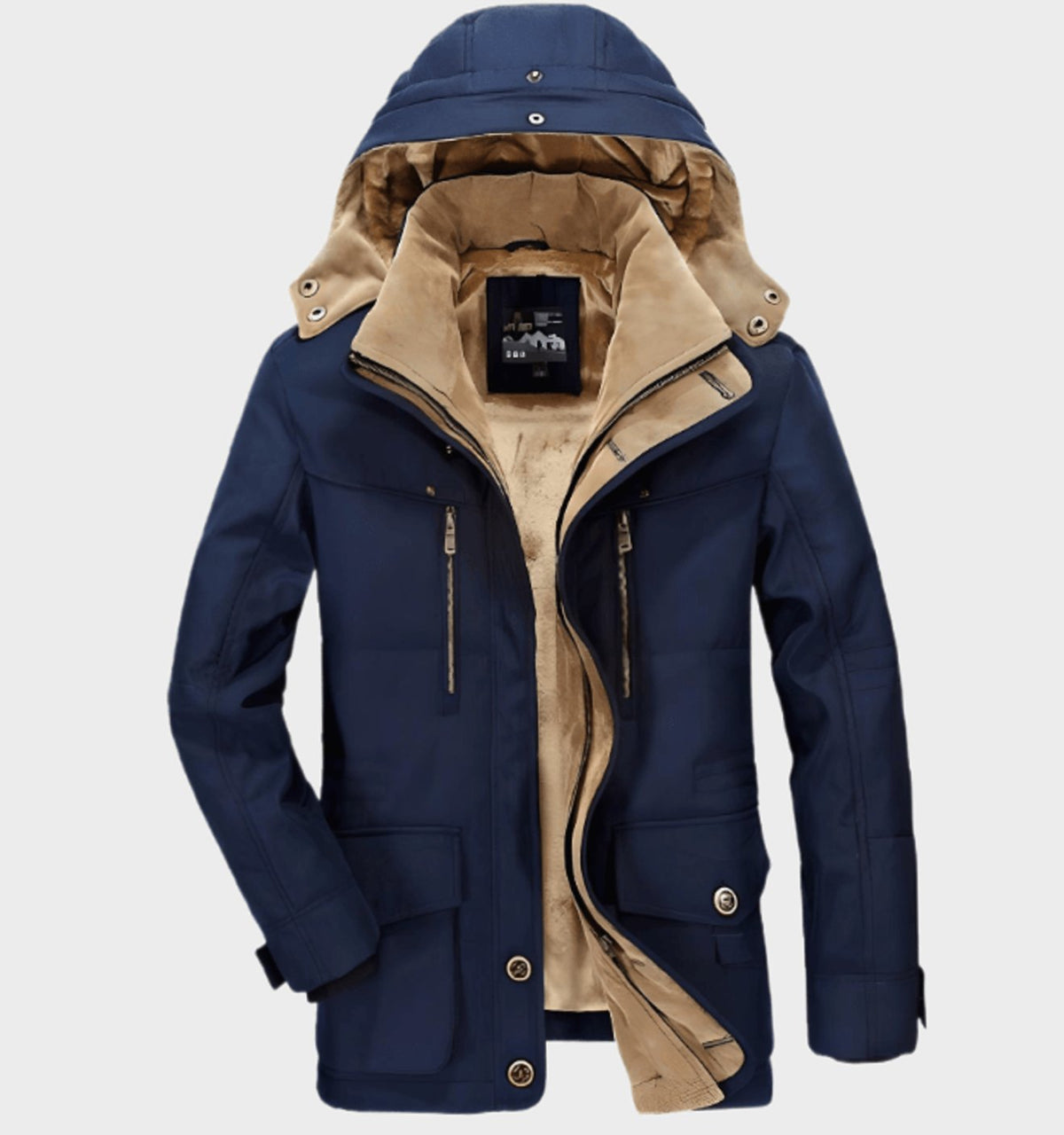 Benjamin | Men's Fleece-Lined Hooded Winter Parka Jacket Deep Pockets