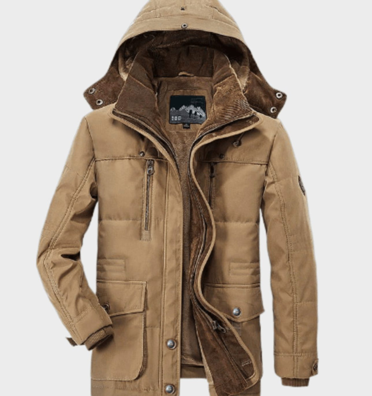 Benjamin | Men's Fleece-Lined Hooded Winter Parka Jacket Deep Pockets