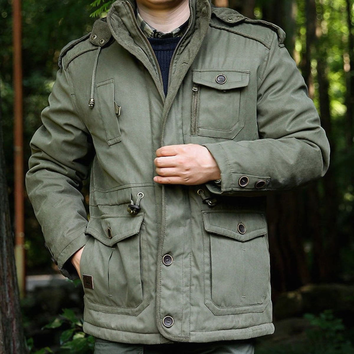 Nathan | Men's Hooded Multi-Pocket Water-Resistant Lined Parka