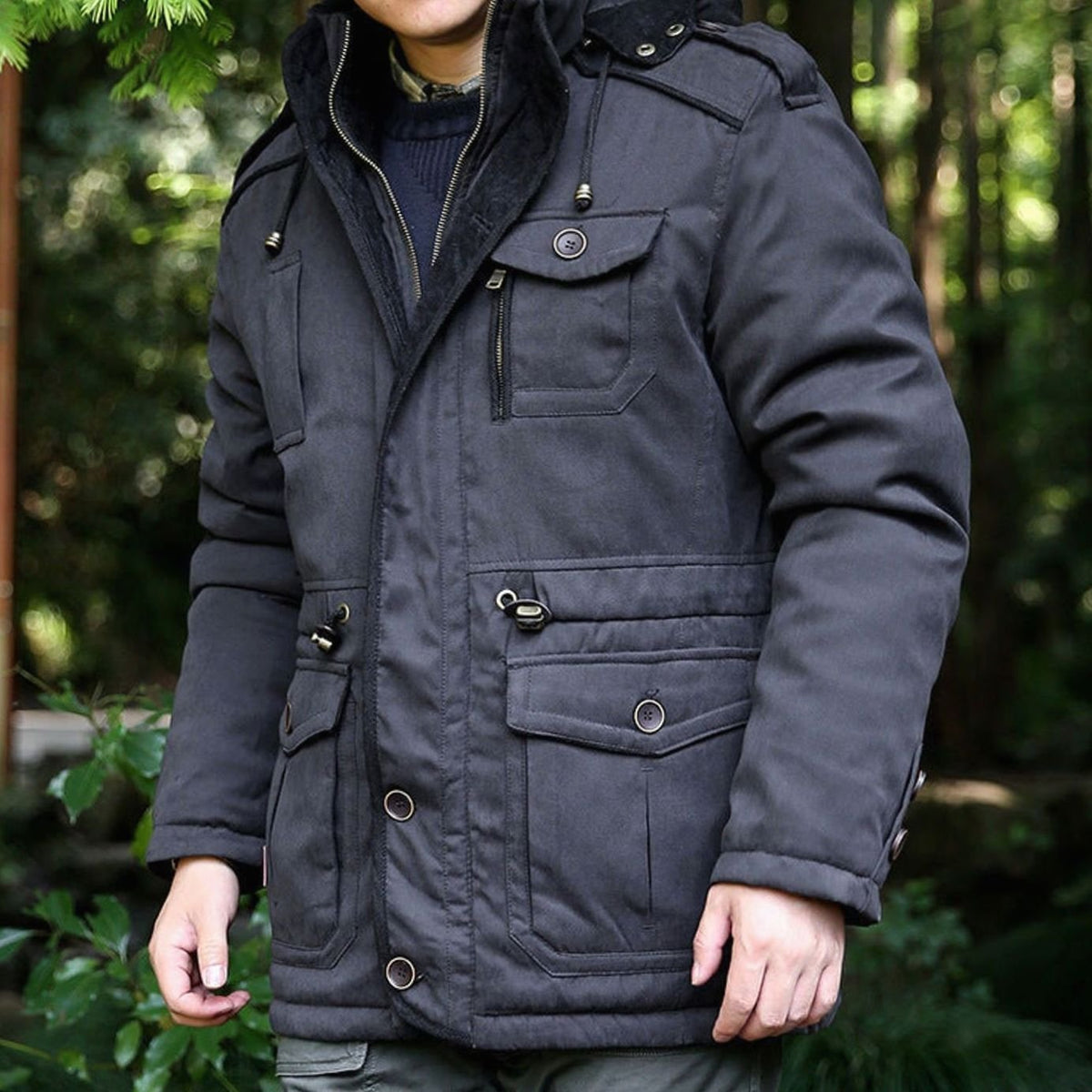 Nathan | Men's Hooded Multi-Pocket Water-Resistant Lined Parka