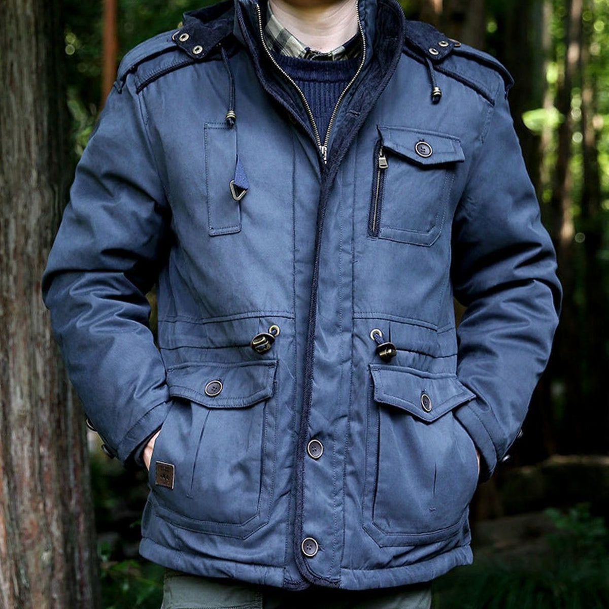 Nathan | Men's Hooded Multi-Pocket Water-Resistant Lined Parka