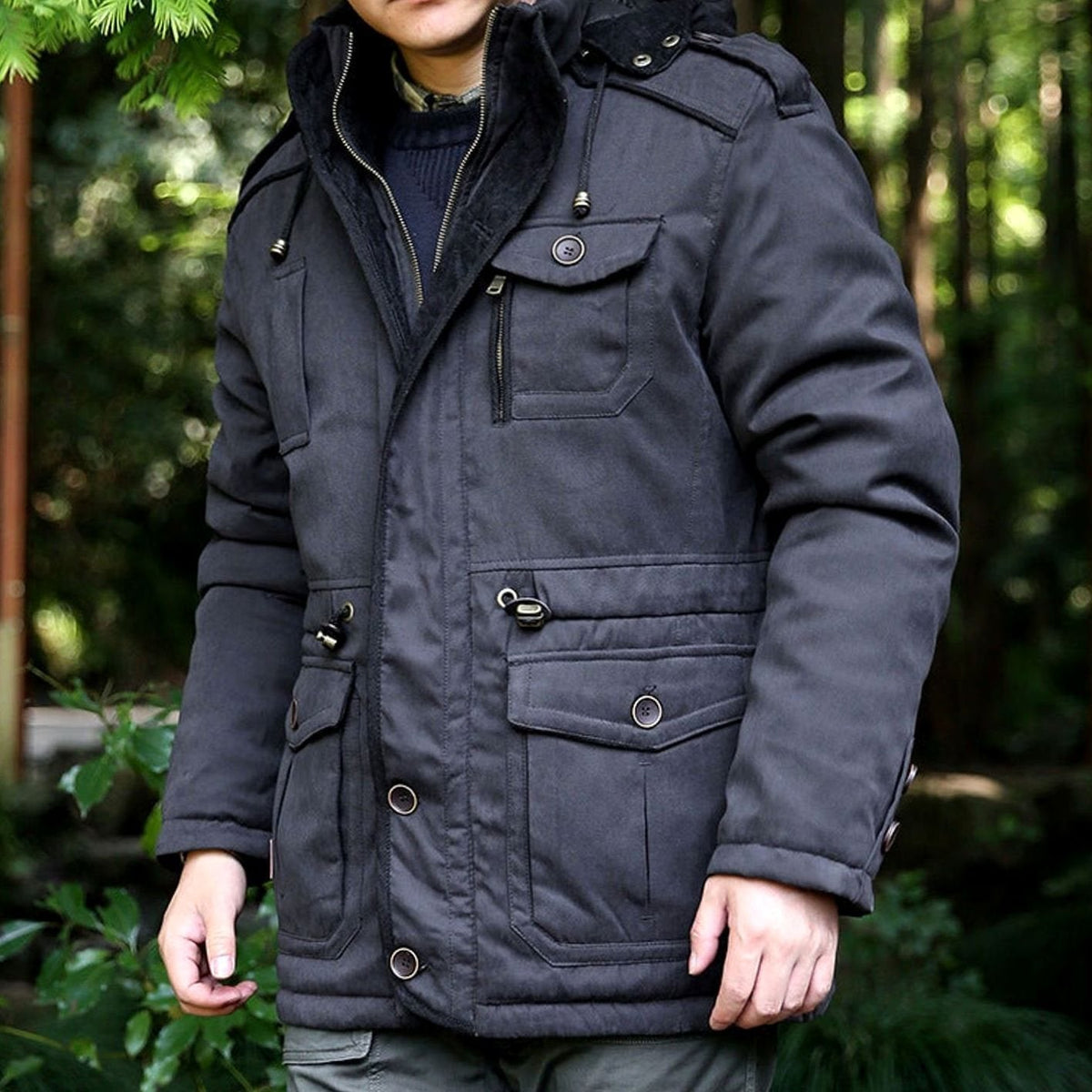 Nathan | Men's Hooded Multi-Pocket Water-Resistant Lined Parka