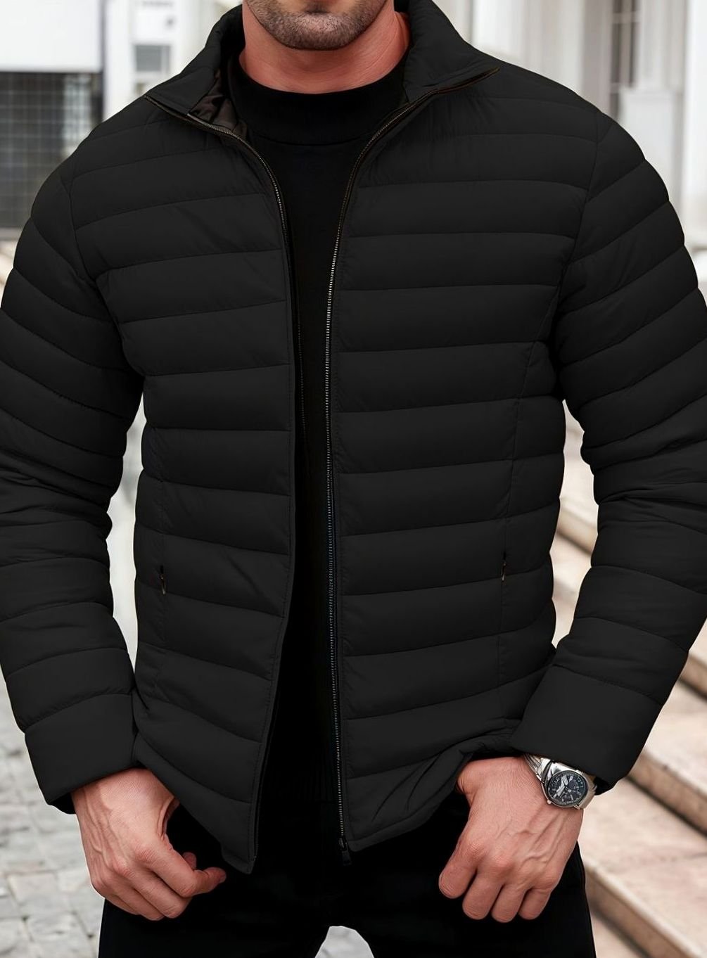 Sebastian | Men's Lightweight Quilted Puffer Jacket Zip-Up Windproof