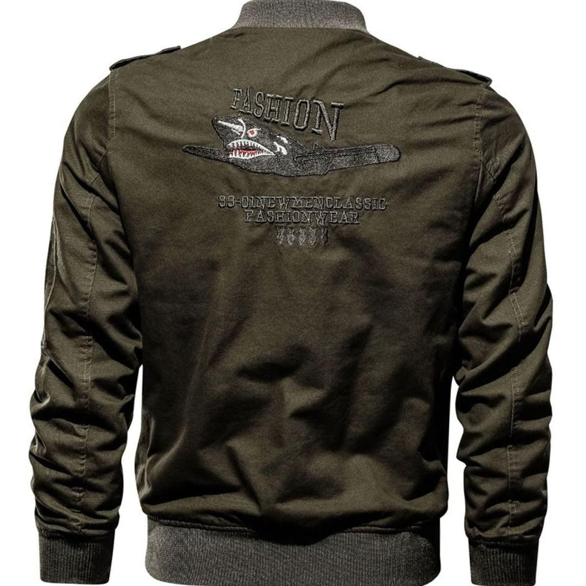 James | Men's Military Patch Zip-Up Bomber Jacket