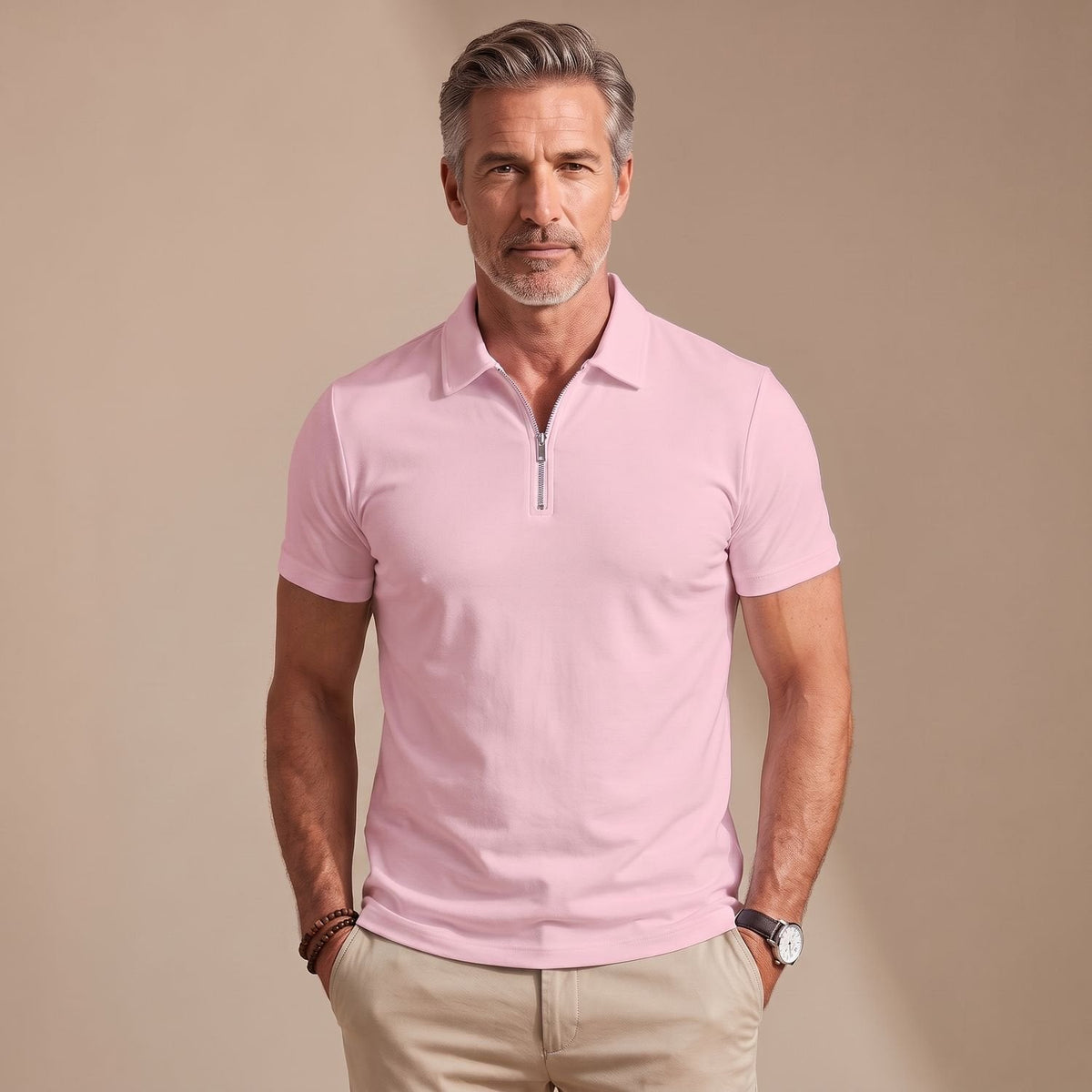 Samuel | Men's Quarter-Zip Short-Sleeve Shirt Collar Polo Shirt