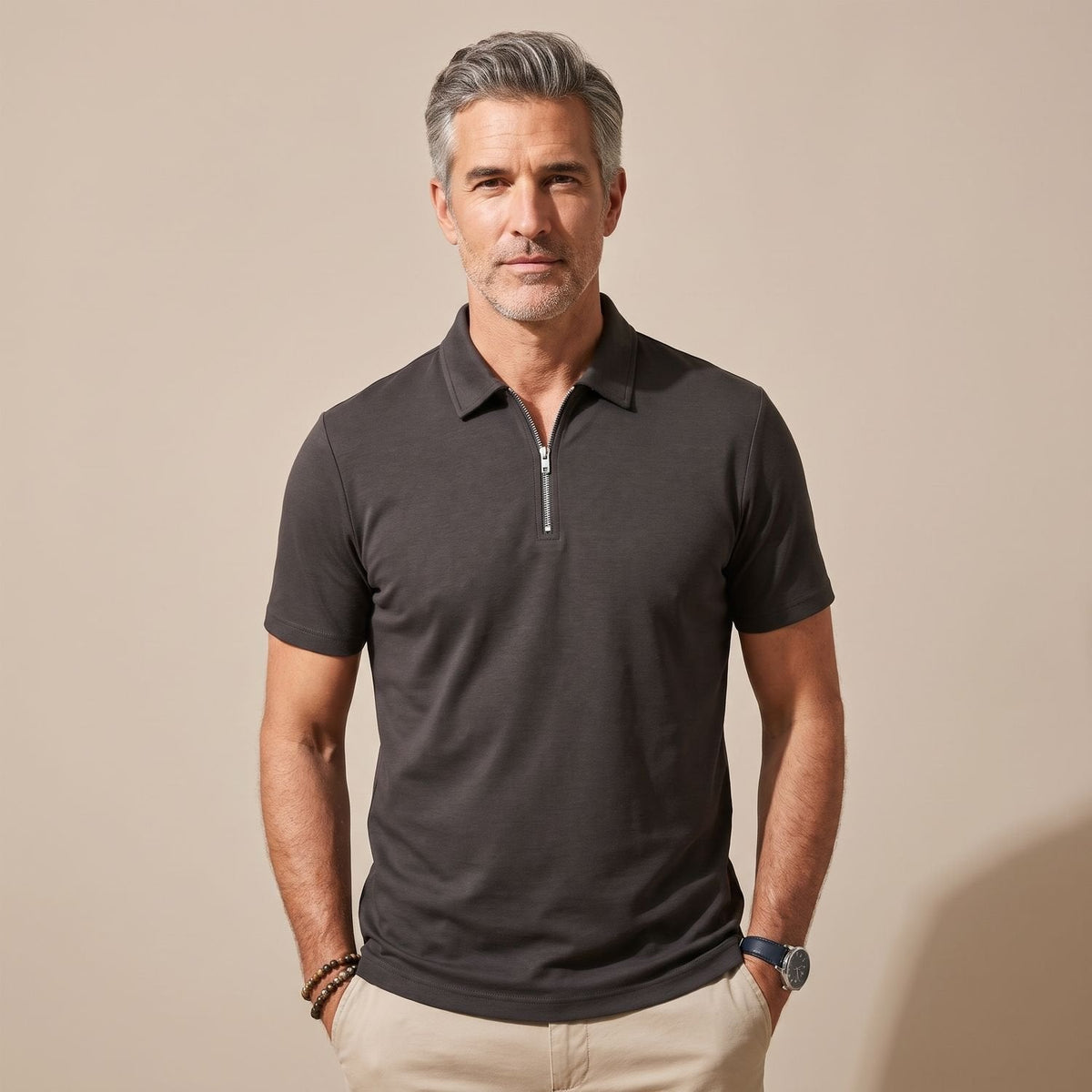 Samuel | Men's Quarter-Zip Short-Sleeve Shirt Collar Polo Shirt