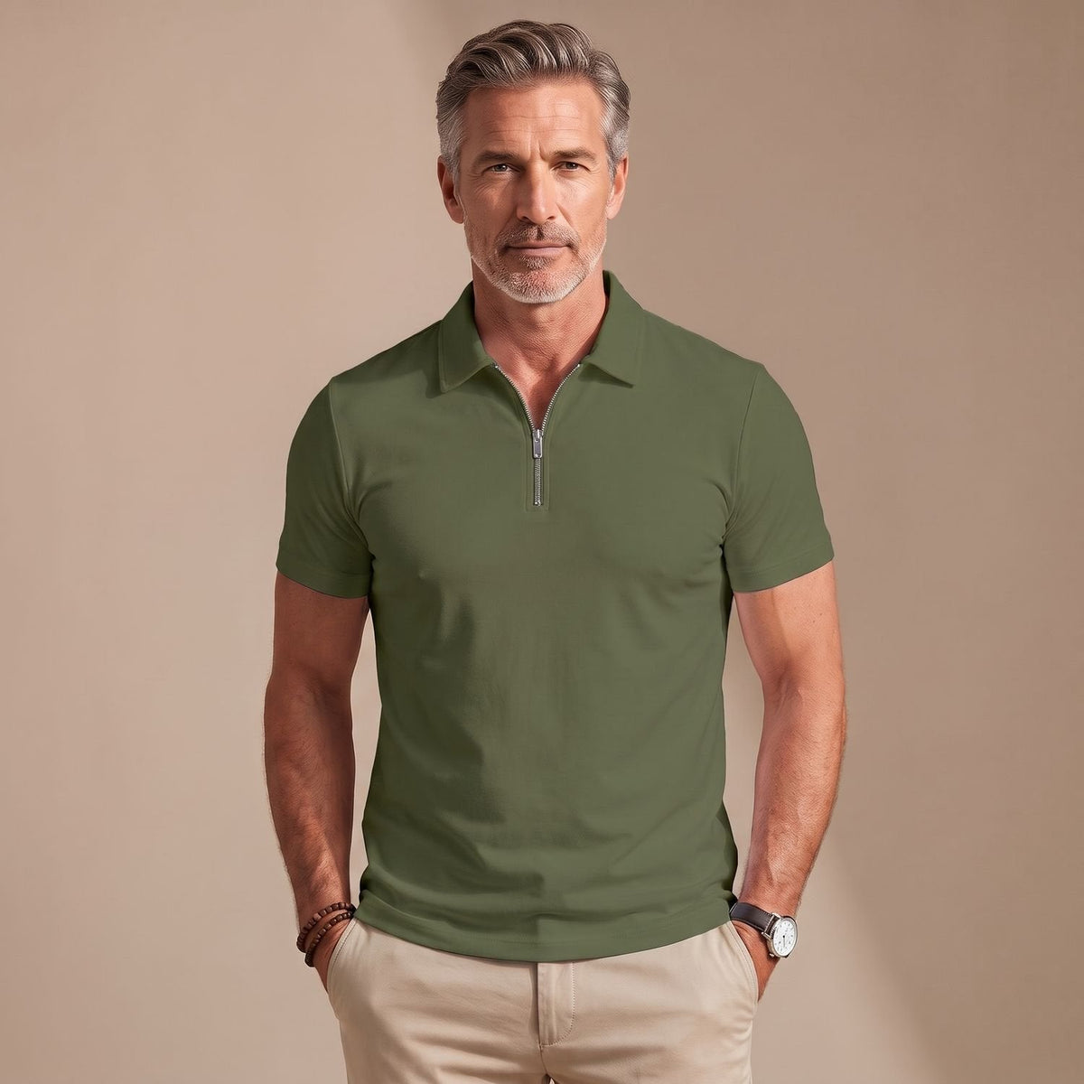 Samuel | Men's Quarter-Zip Short-Sleeve Shirt Collar Polo Shirt