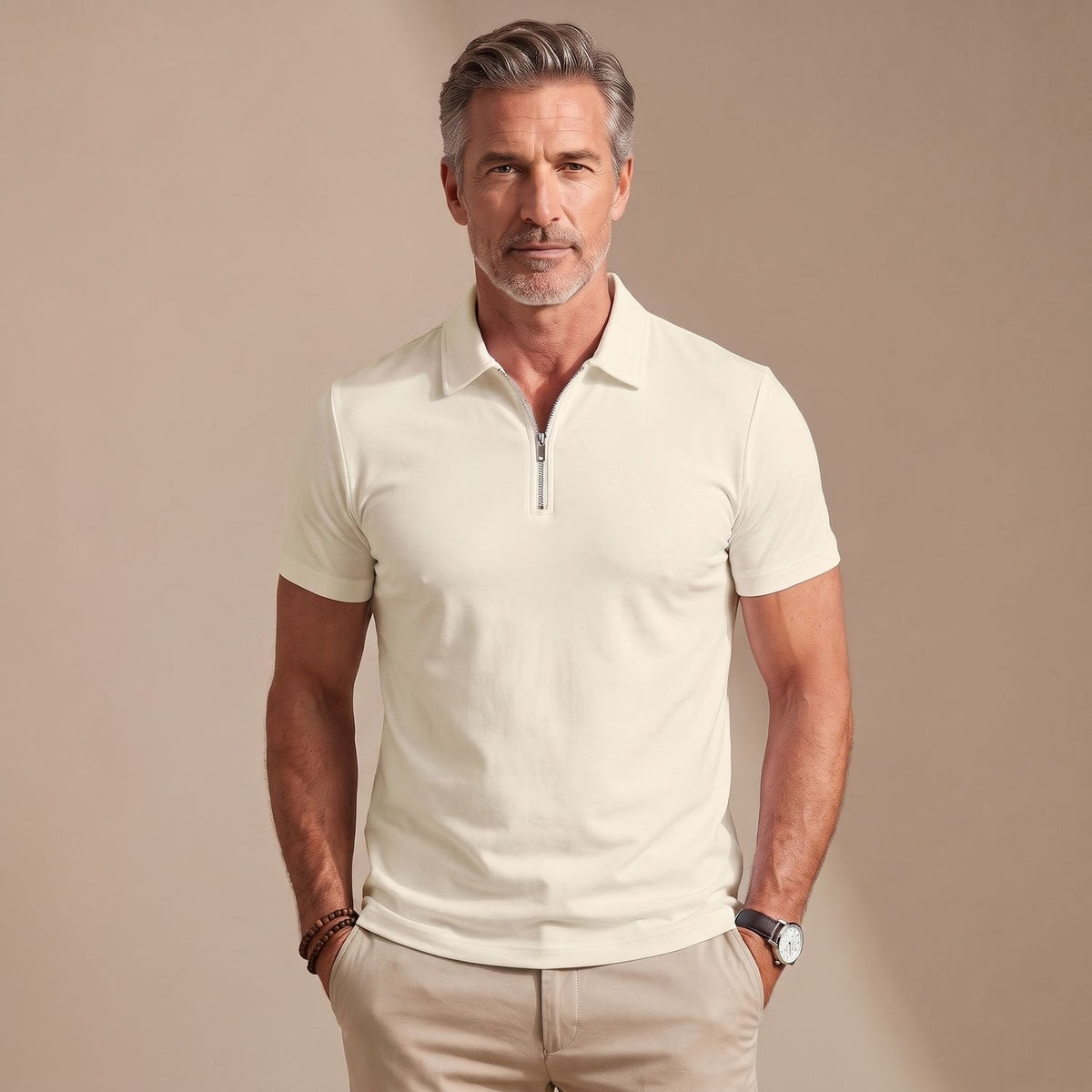 Samuel | Men's Quarter-Zip Short-Sleeve Shirt Collar Polo Shirt