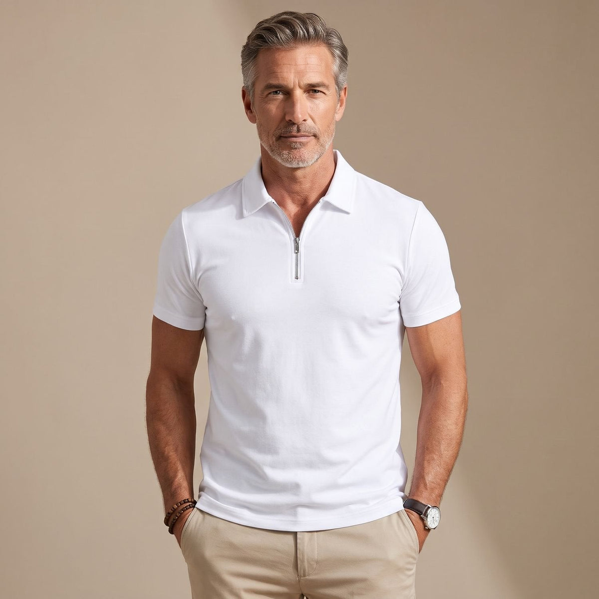 Samuel | Men's Quarter-Zip Short-Sleeve Shirt Collar Polo Shirt