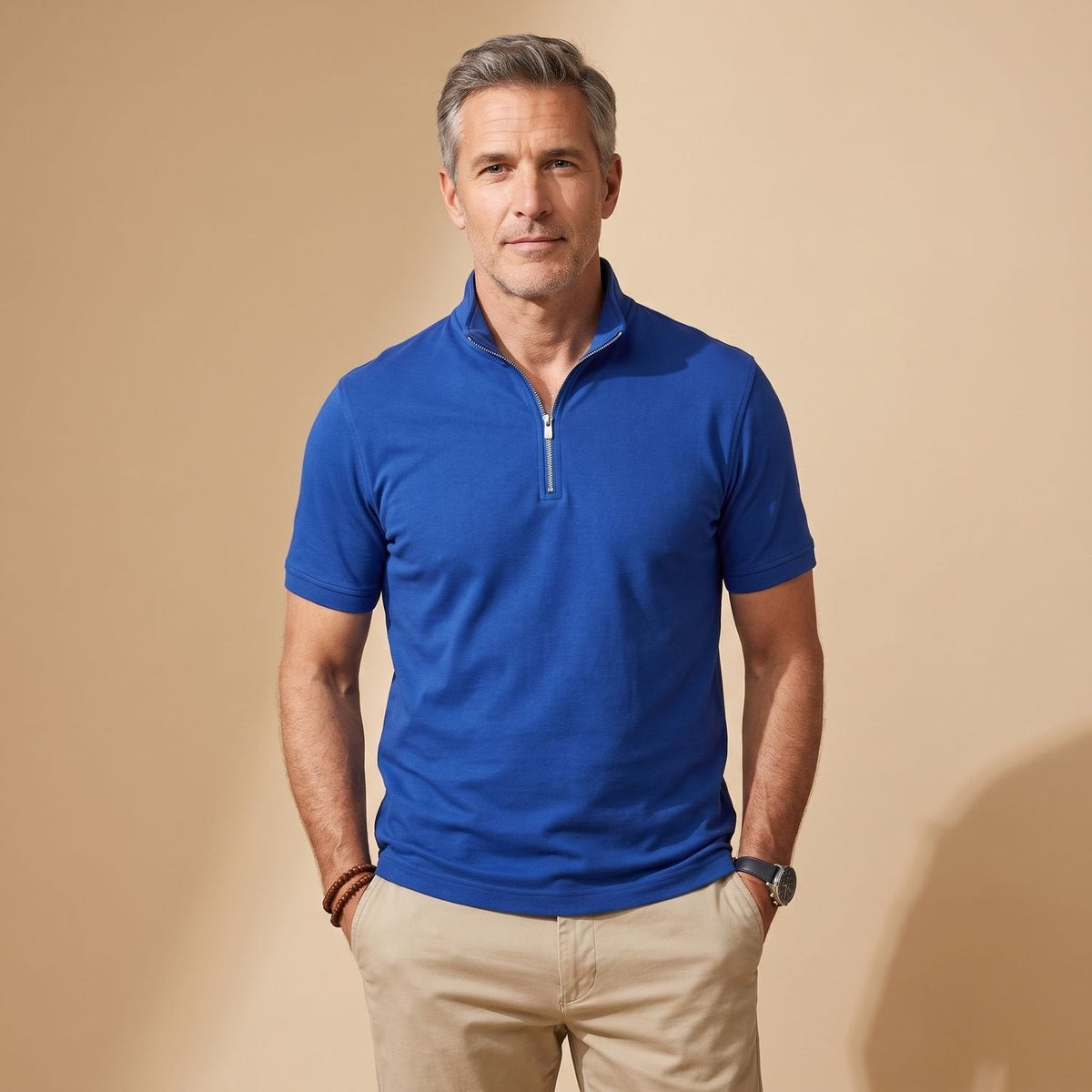 Samuel | Men's Quarter-Zip Short-Sleeve Shirt Collar Polo Shirt