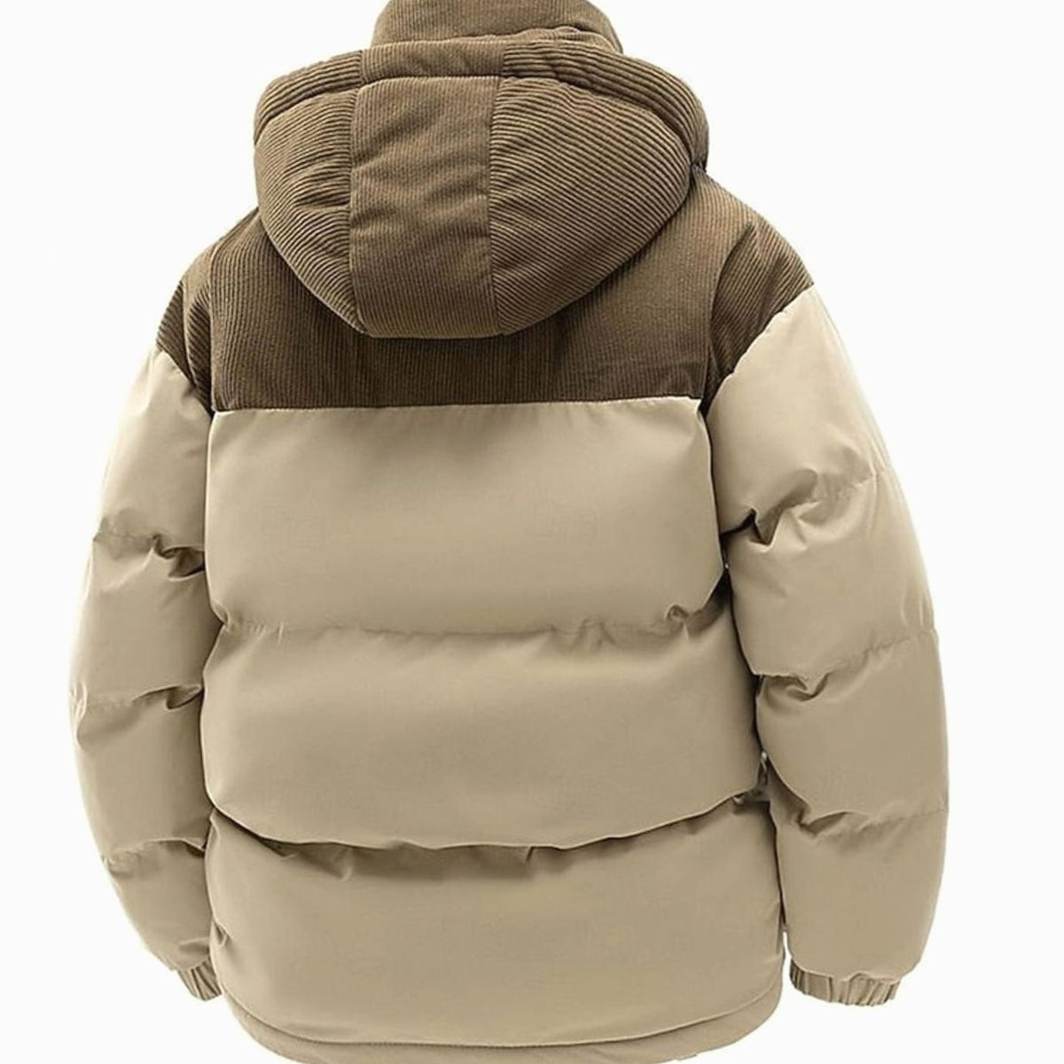 William | Men's Quilted Hooded Puffer Jacket Corduroy Two-Tone Insulated
