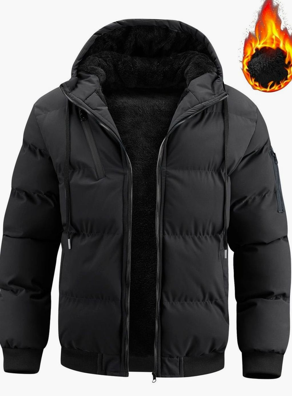 Ryan | Men's Quilted Hooded Puffer Winter Jacket Ribbed Cuffs