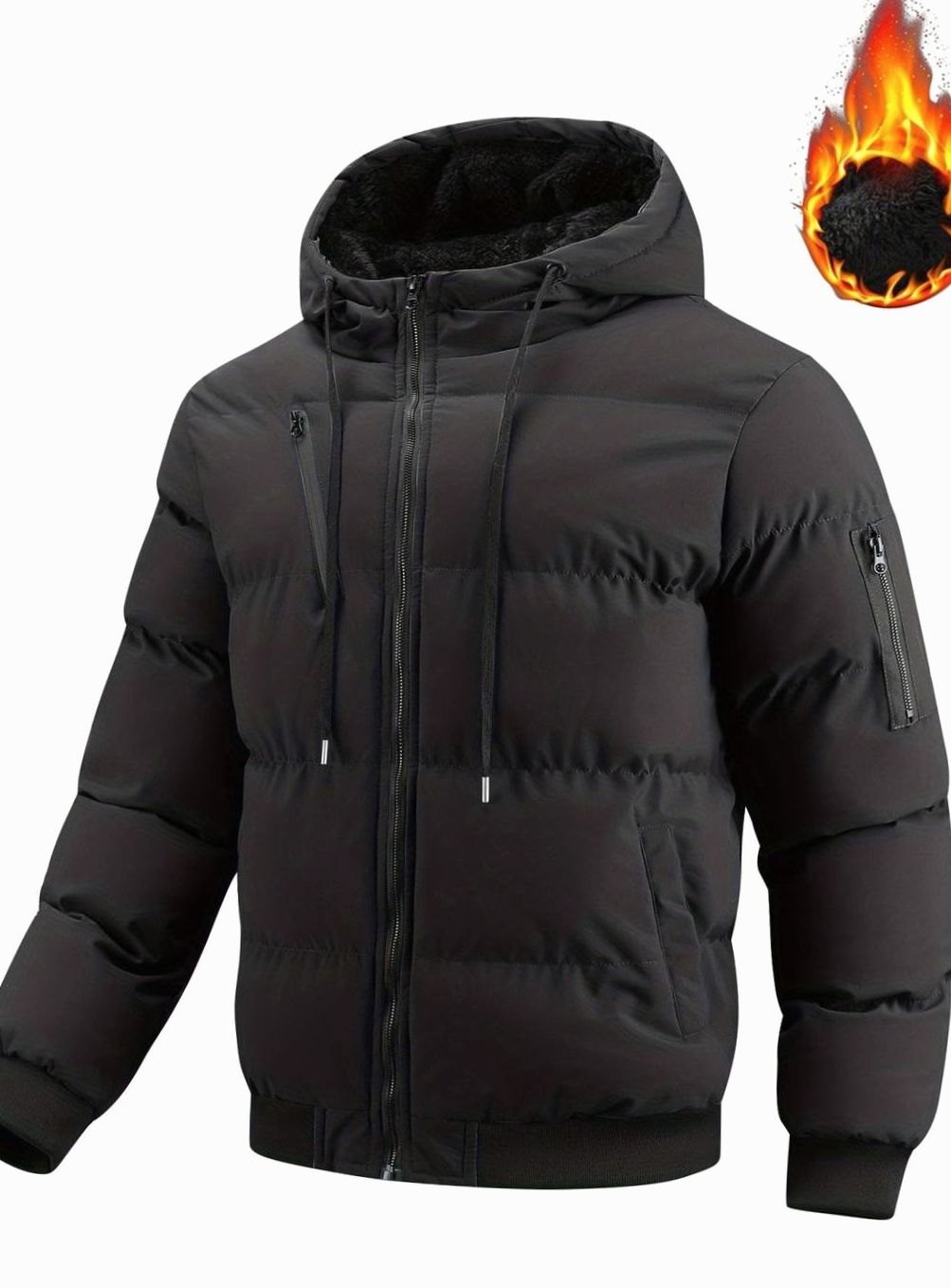 Ryan | Men's Quilted Hooded Puffer Winter Jacket Ribbed Cuffs