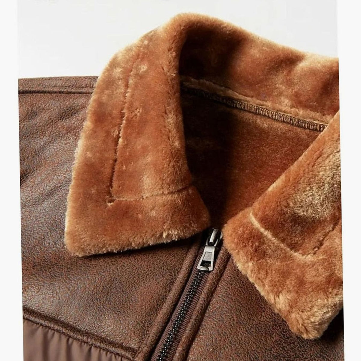 Owen | Men's Quilted Jacket Insulated Faux Leather Fleece-Collar Winter Coat