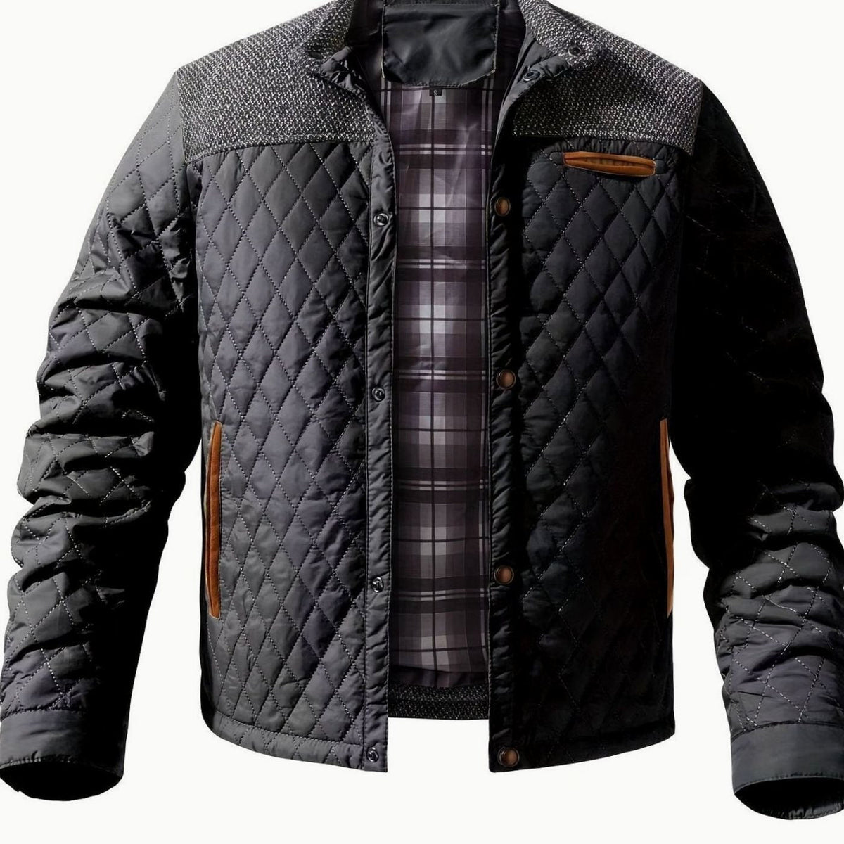 Lucas | Men's Quilted Stand-Collar Snap-Front Insulated Jacket