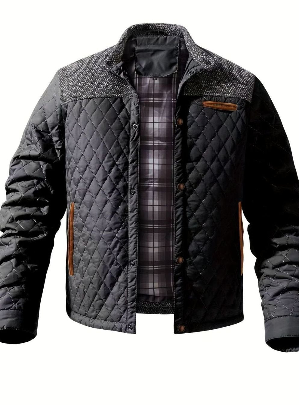 Lucas | Men's Quilted Stand-Collar Snap-Front Insulated Jacket