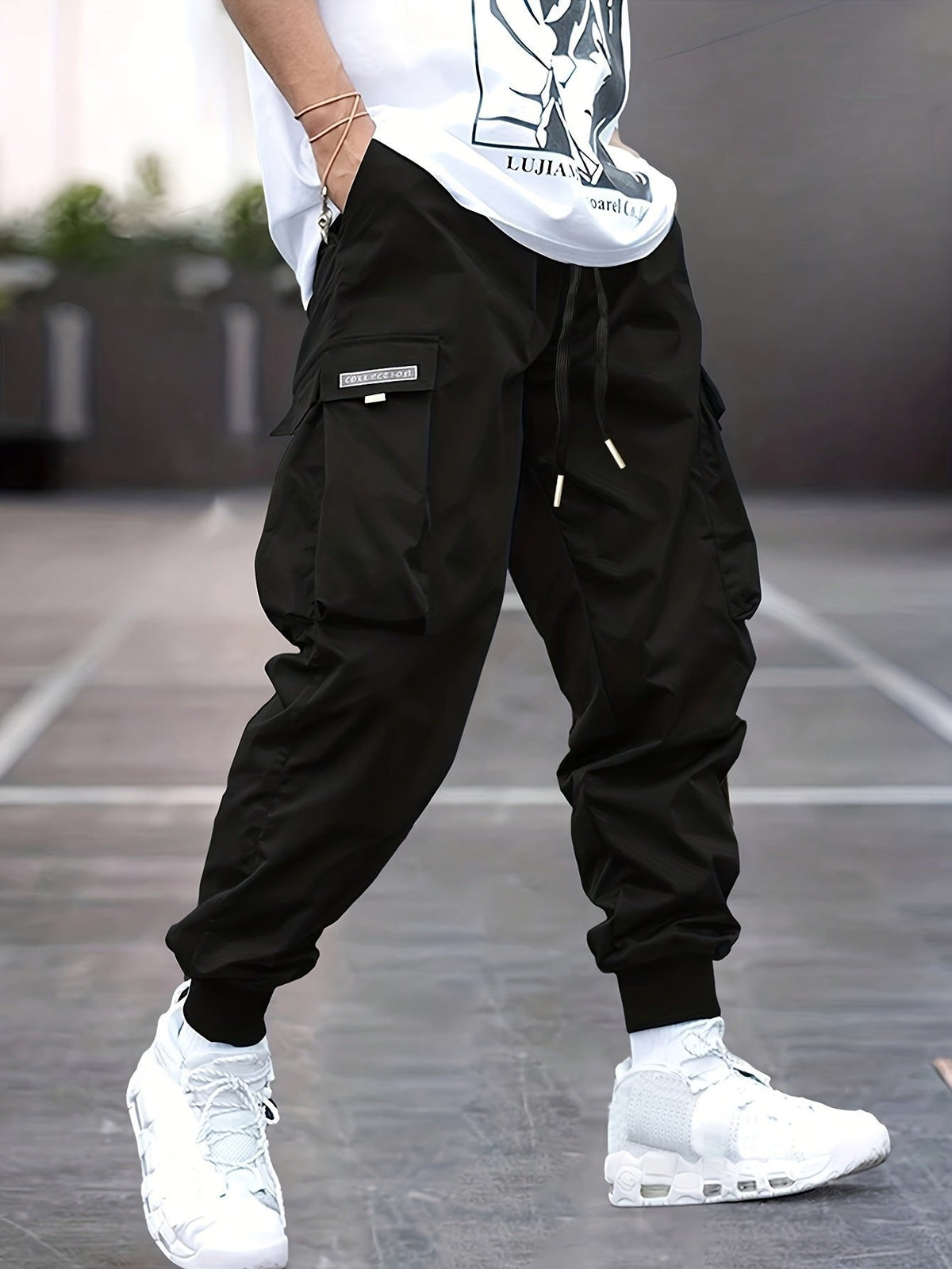 Daniel | Men's Relaxed-Fit Drawstring Cuffed Ankle Cargo Jogger Pants