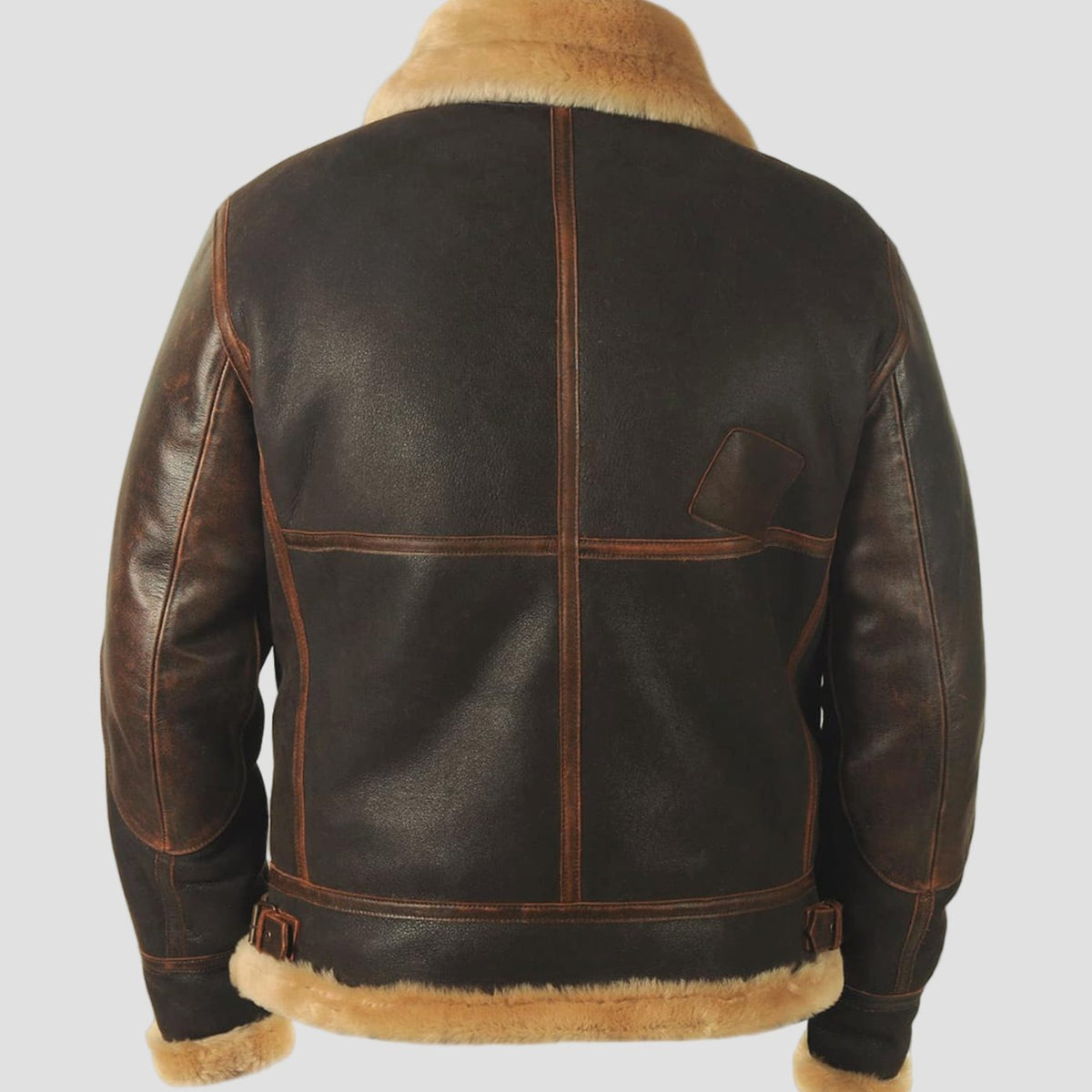 William | Men's Shearling B-3 Bomber Zip-Up Leather Flight Jacket