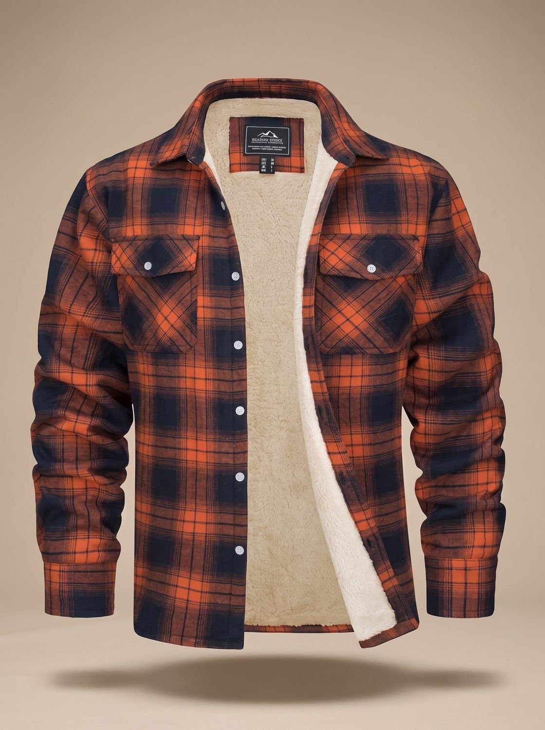 Men's Sherpa Lined Flannel Shirt Jacket Fleece Plaid Overshirt