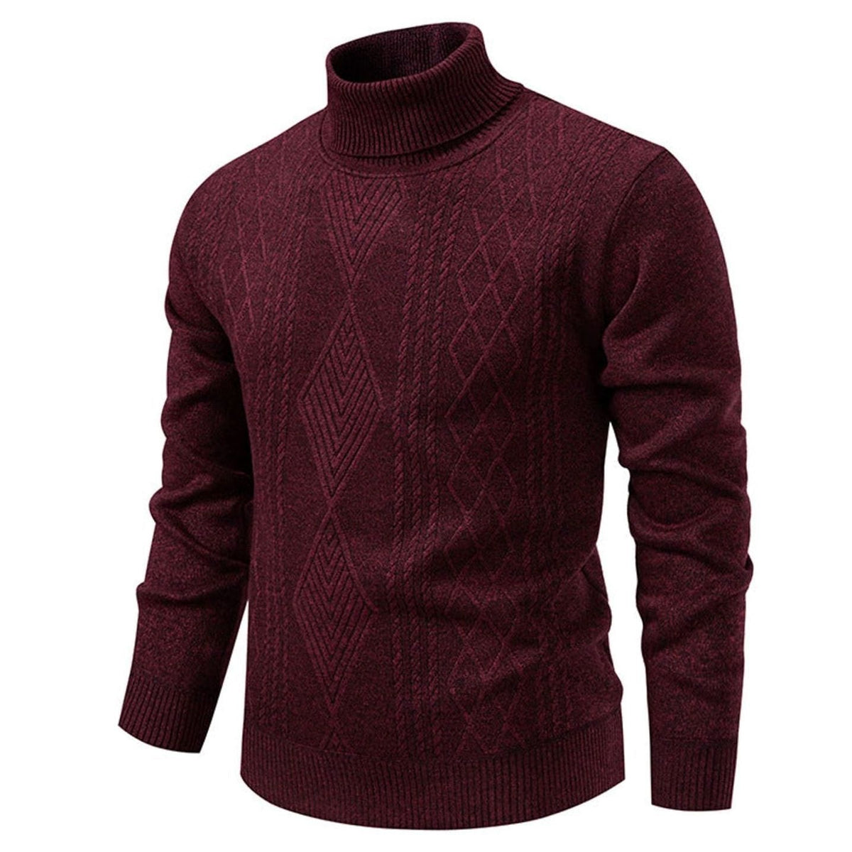 Elijah | Men's Slim-Fit Cable-Knit Turtleneck Sweater