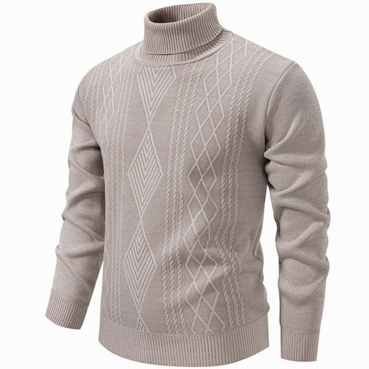 Elijah | Men's Slim-Fit Cable-Knit Turtleneck Sweater